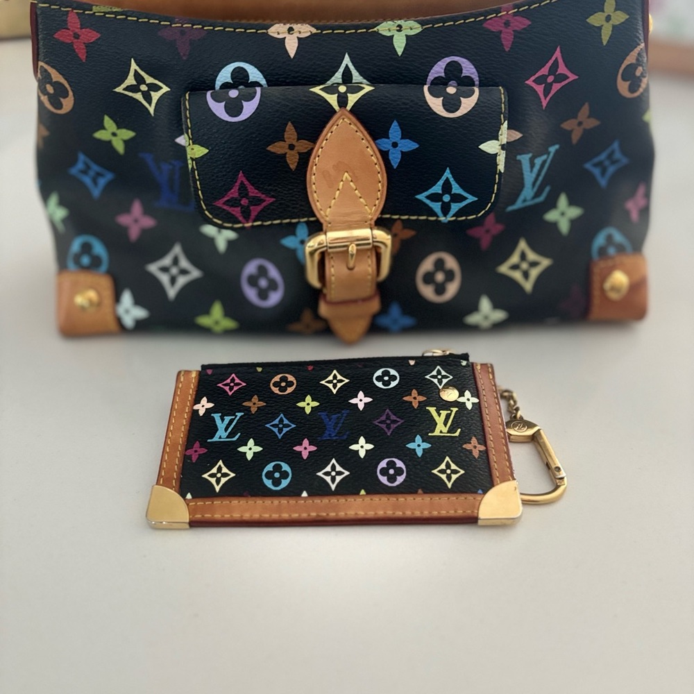 Louis Vuitton Black Multicolor Monogram Bag and Card Holder